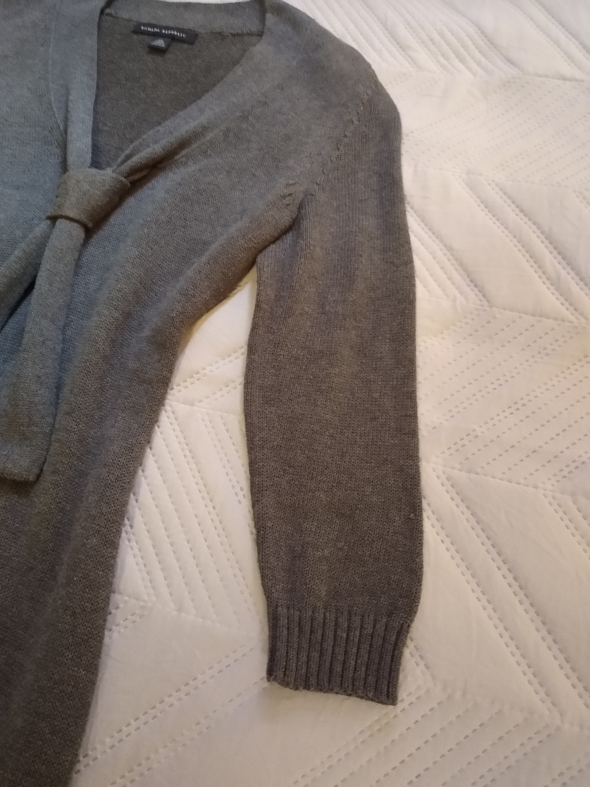 Banana Republic Gray 3/4 Sleeve Necktie Sash Sweater Dress Knit Workwear Size XS
