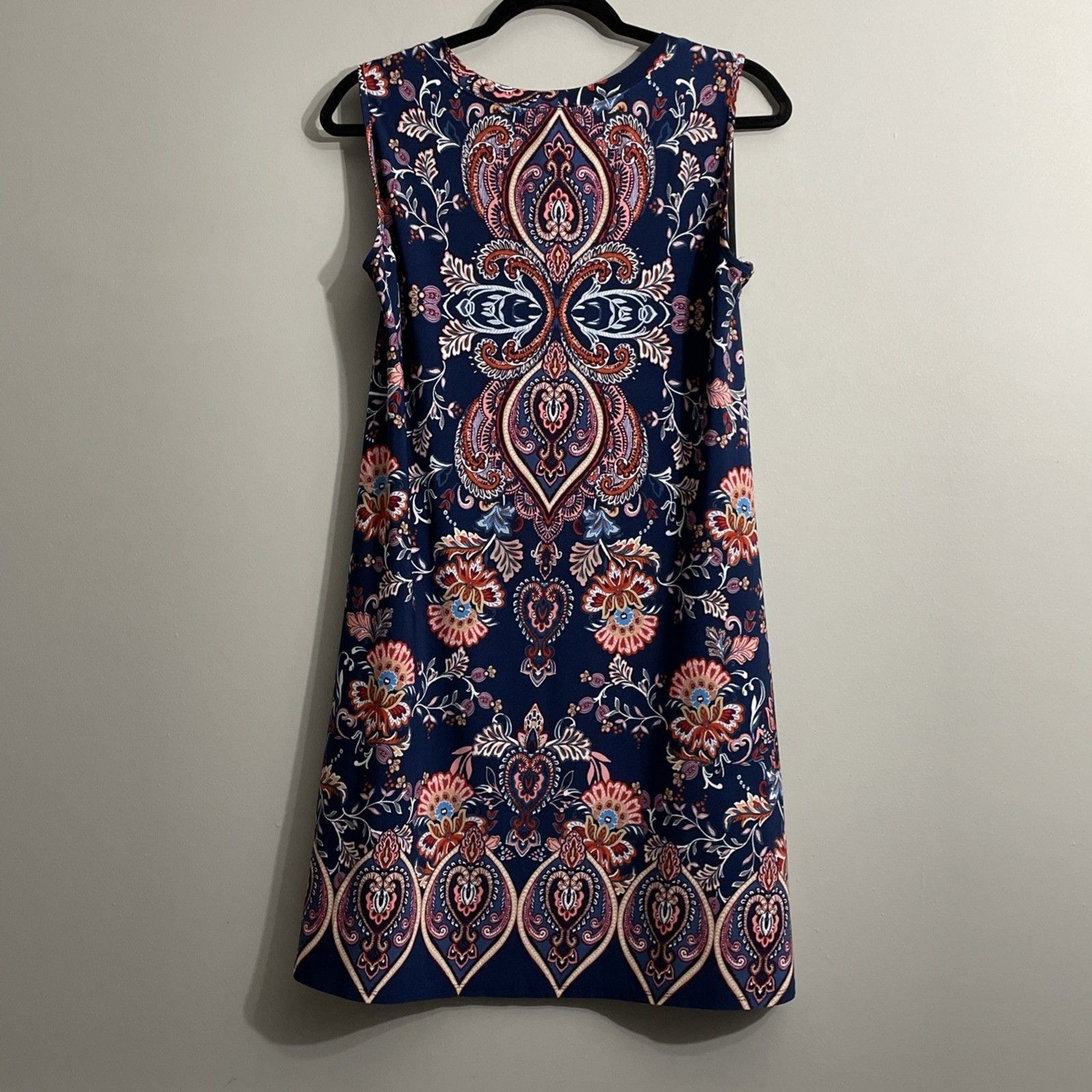 ALYX Women’s Blue Paisley Floral Midi Dress Size PL Summer Dress with Pockets