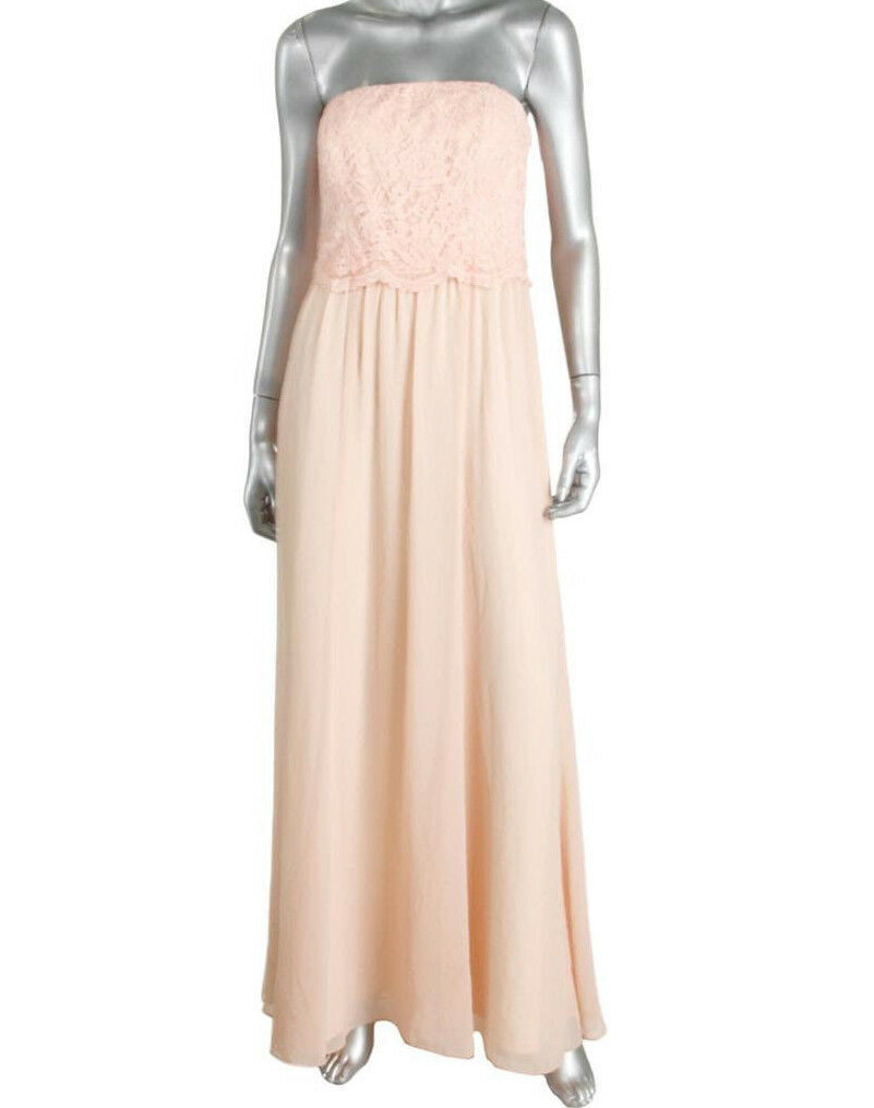 Lauren Ralph Lauren Dress Pink Chiffon Strapless Evening Dress Size AU10 US6