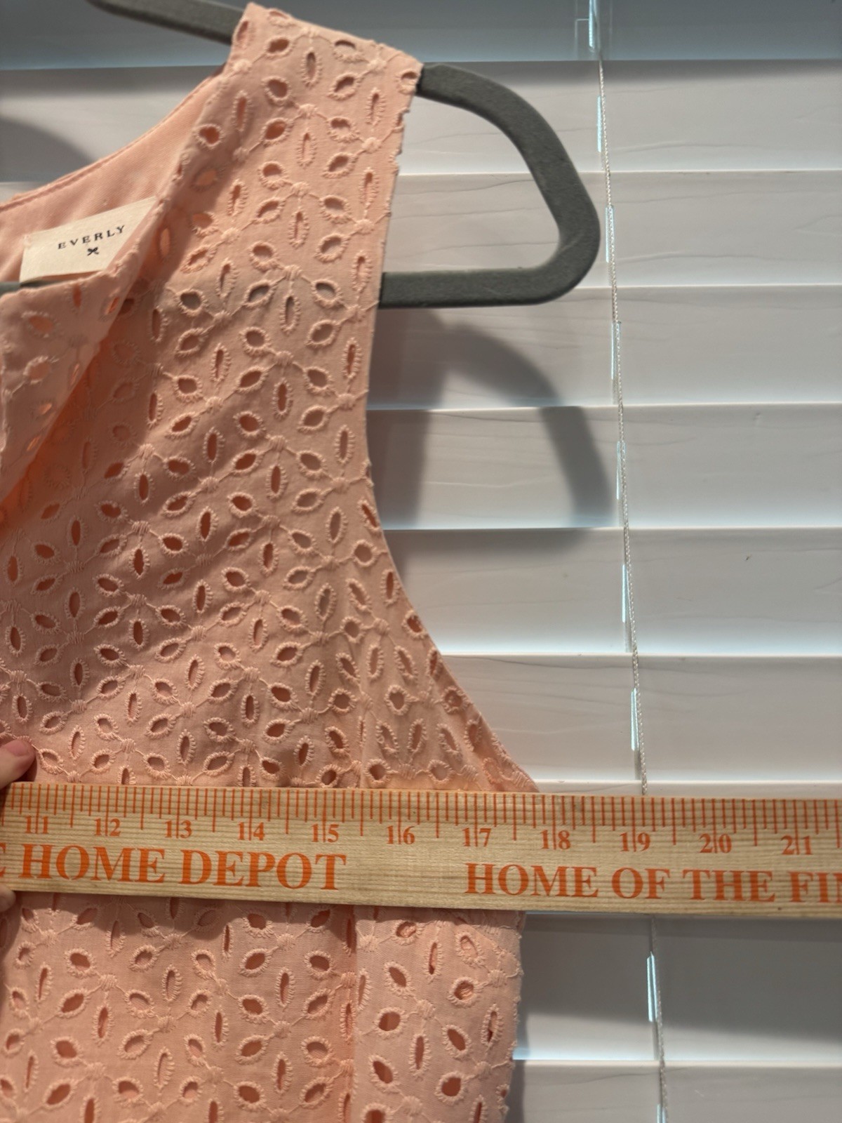 Everly Feminine Floral Eyelet Detail Coral Light Pink Spring Sun Dress Size M