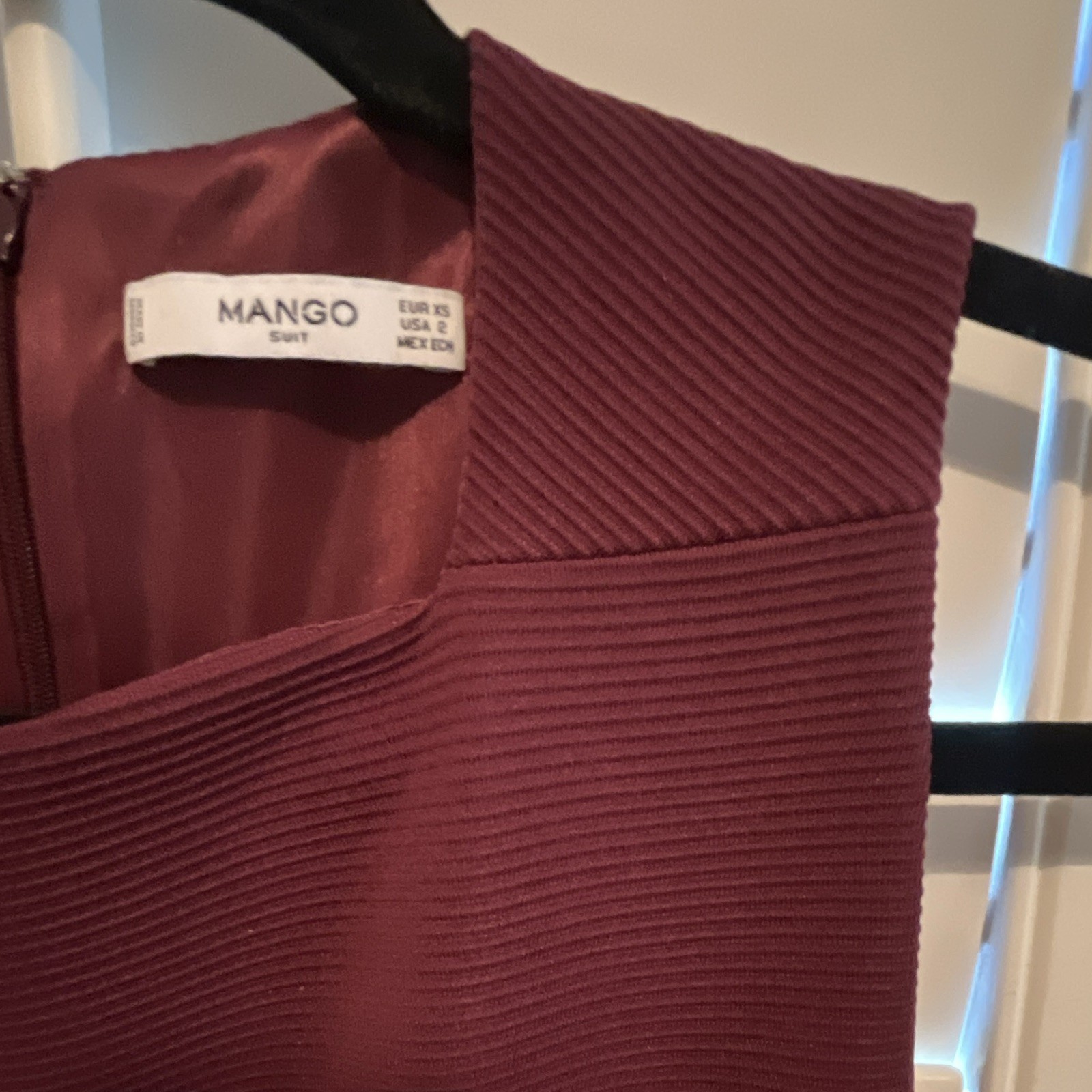 MANGO Burgundy Solid Sleeveless Square Neck Knit Sheath Bodycon Dress XS