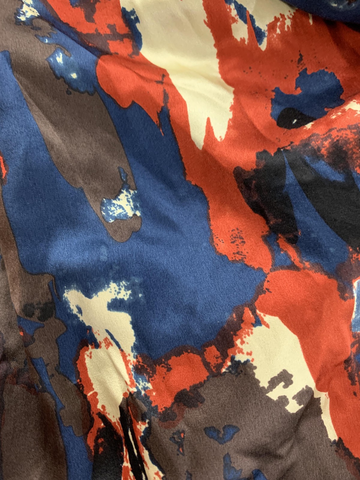 Single Dress Womens Small Multicolor Camouflage Silk Square Neck Shift
