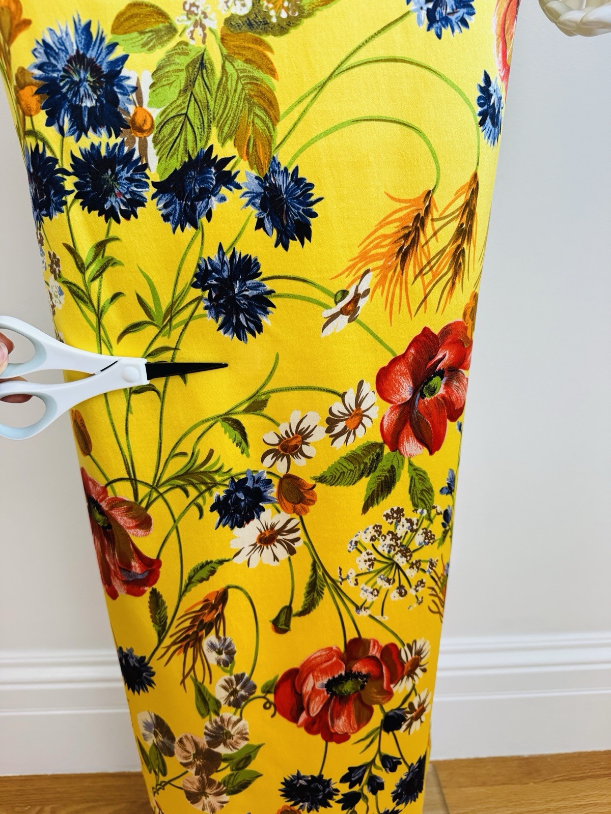 Rare Vintage 1990s Dolce + Gabbana Yellow Silk Floral Stretch Corset Dress Gown