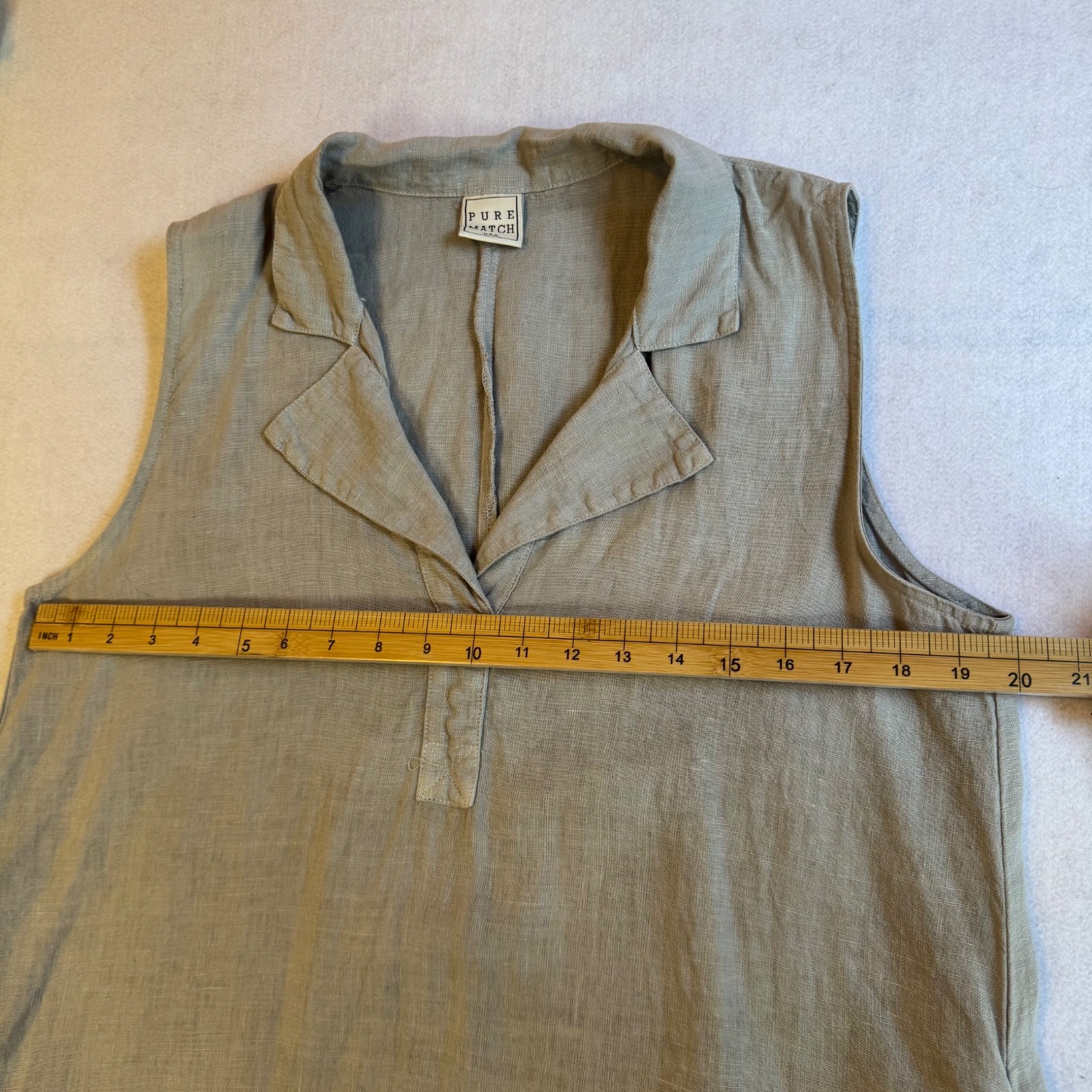 Pure Match Dress Maxi M Gray Linen Shift Sleeveless Coastal Beach USA Sundress