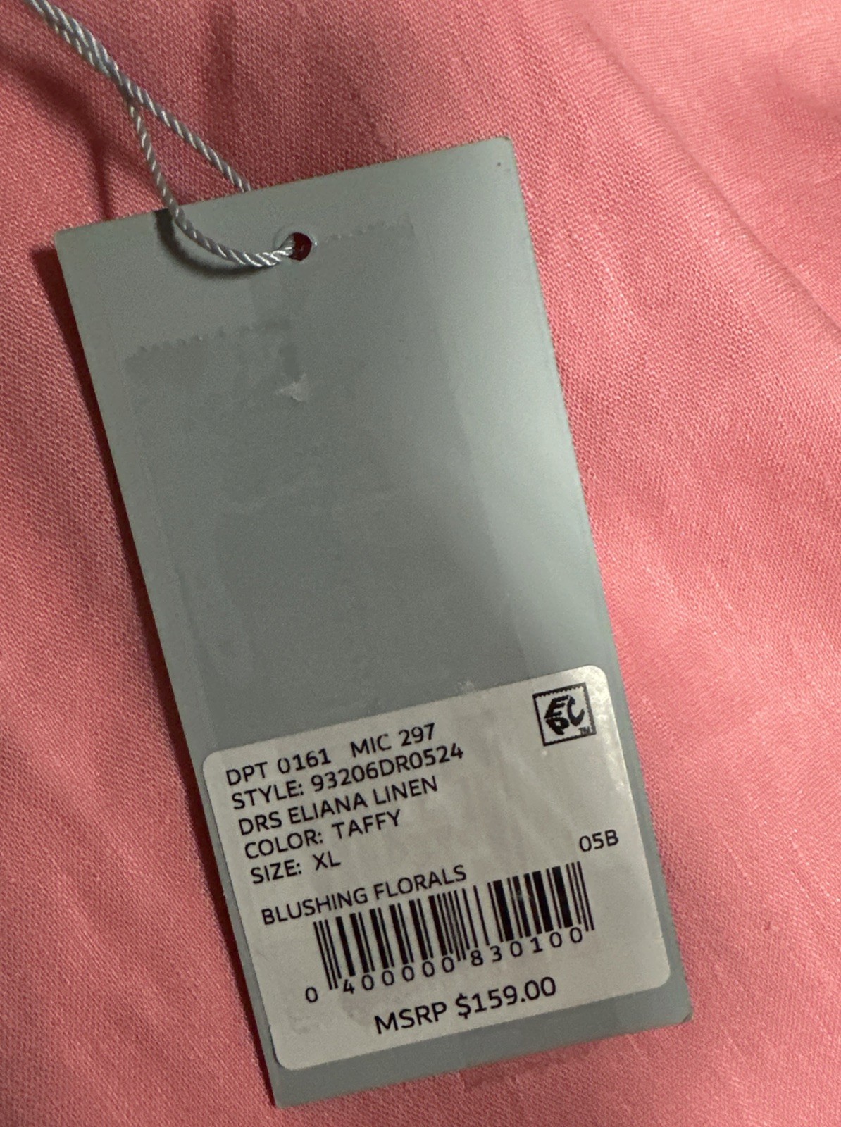 Antonio Melani Mini Dress Shift XL Sleeveless Linen Blend Pink Pockets $159