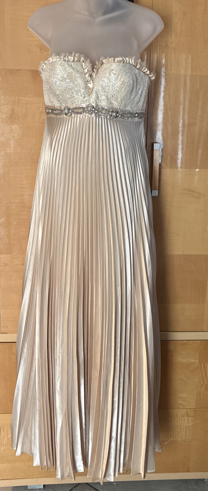 Badgley Mischka Size 10 metallic gold empire waisted gown ZUES DROPPED YOU $2800