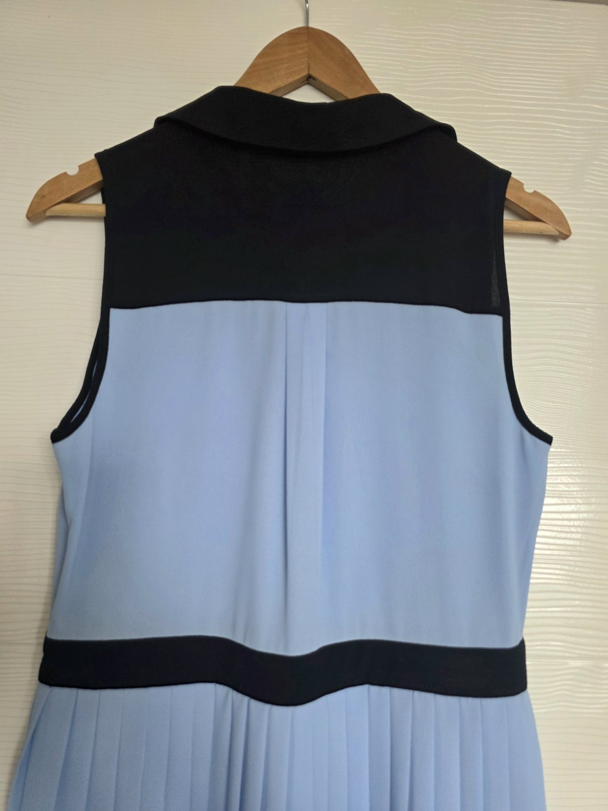 Michael Kors Womens Light Blue Contrast Stripe Pleated Midi Dress (US 6) UK 10