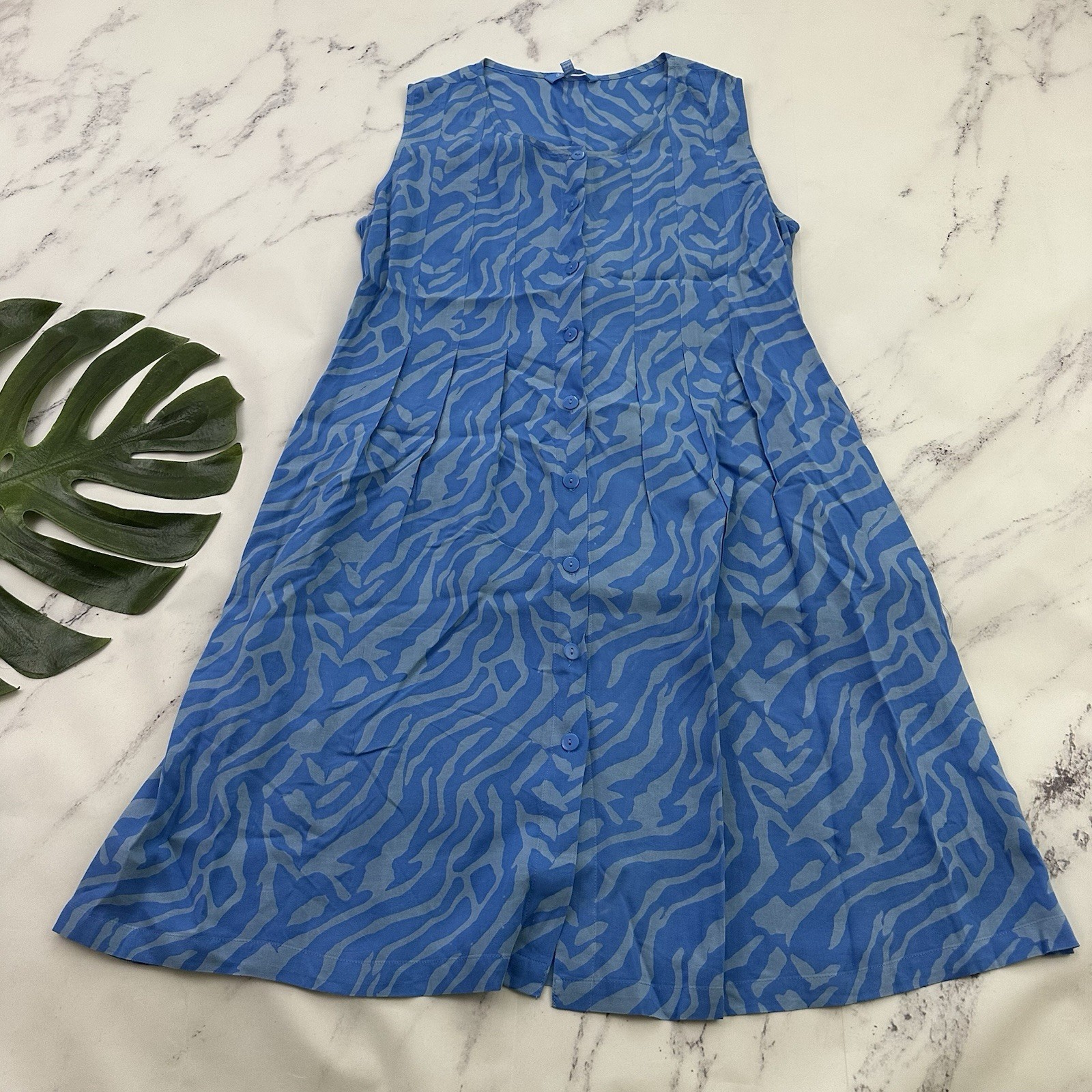 Blue Ginger Womens Shift Dress Size L Abstract Stripe Button Front Pockets
