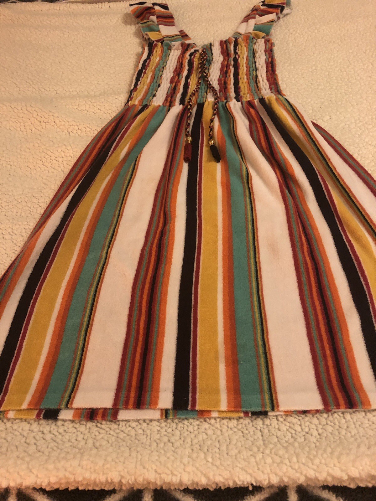 Juicy Couture Black Label Terry Multicolor Vertically Striped Halter Dress Sz XS