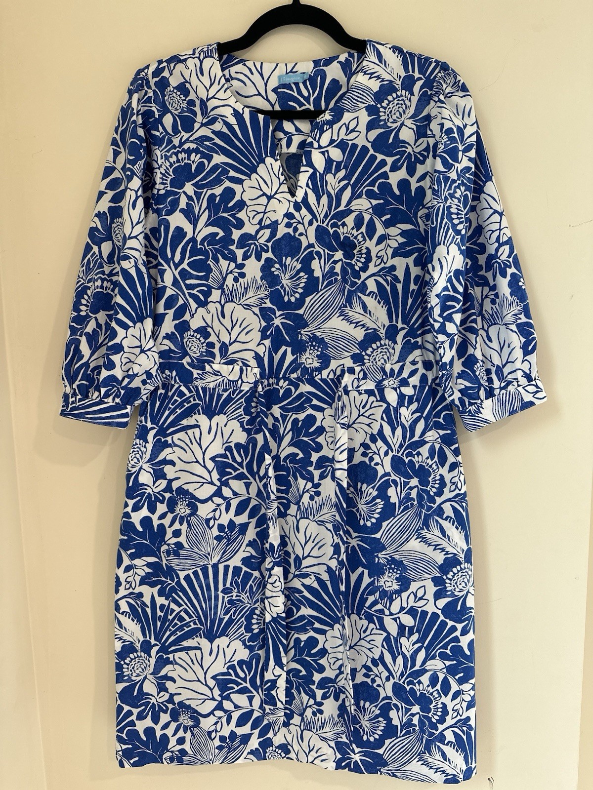 J McLaughlin Blue White Evalyn Garden Walk Printed Floral Dress Sz XS Belted