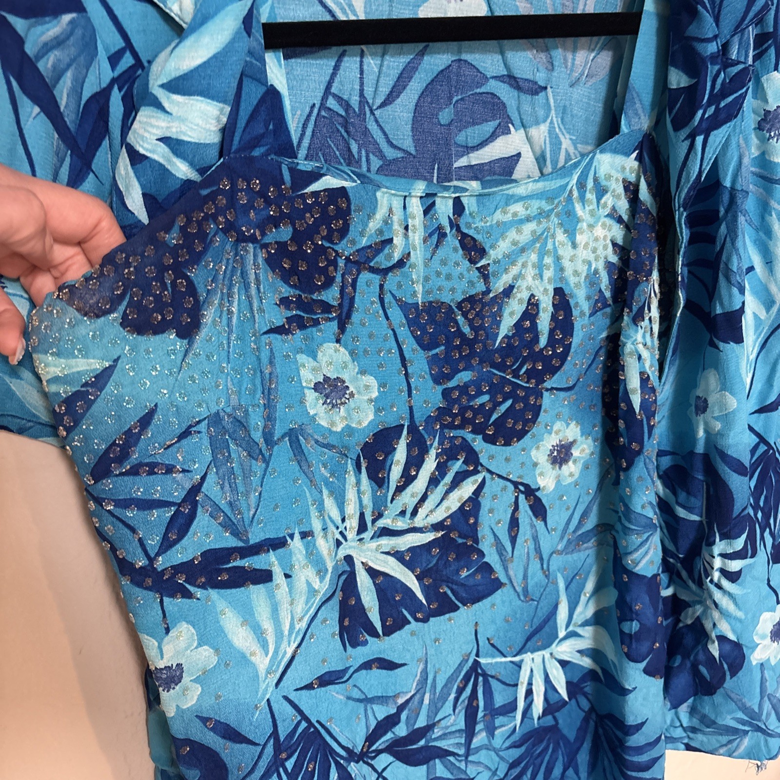 Robbie Bee 2 Piece Maxi Floral Dress Set Size 12 Tropical Beachy Beaded