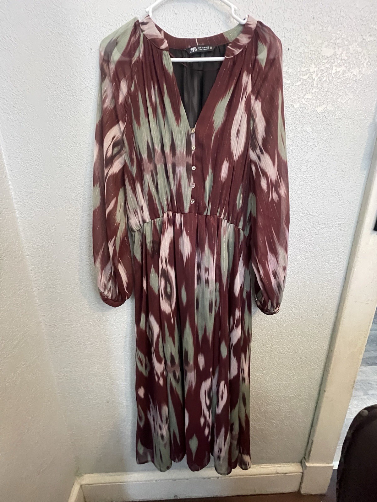 ZARA FW24 PRINTED MIDI DRESS Multicolored | XL