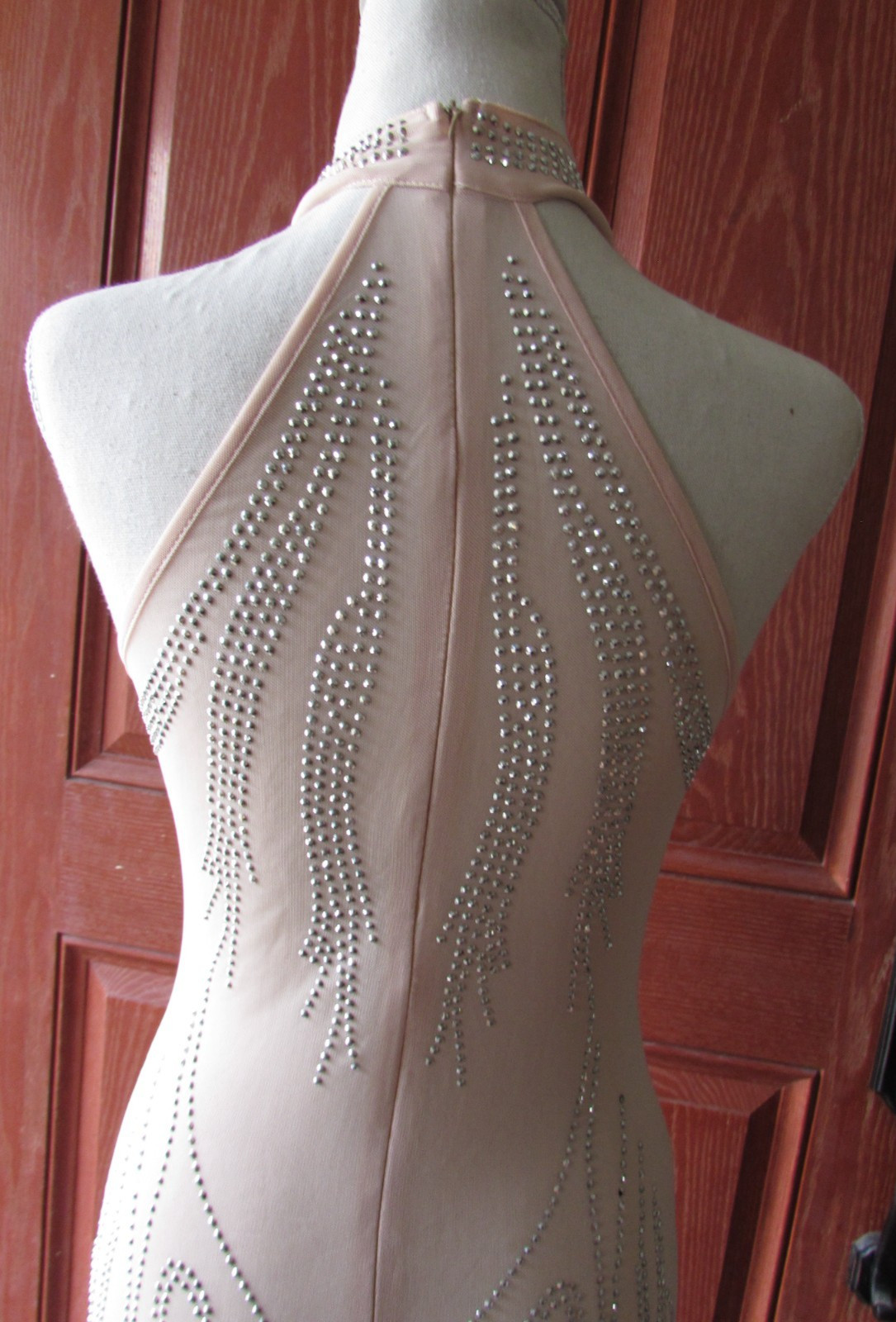 Sleeveless Sheath Sheer Mesh Embellished Rhines Mini Dress Pink Unbranded Size M