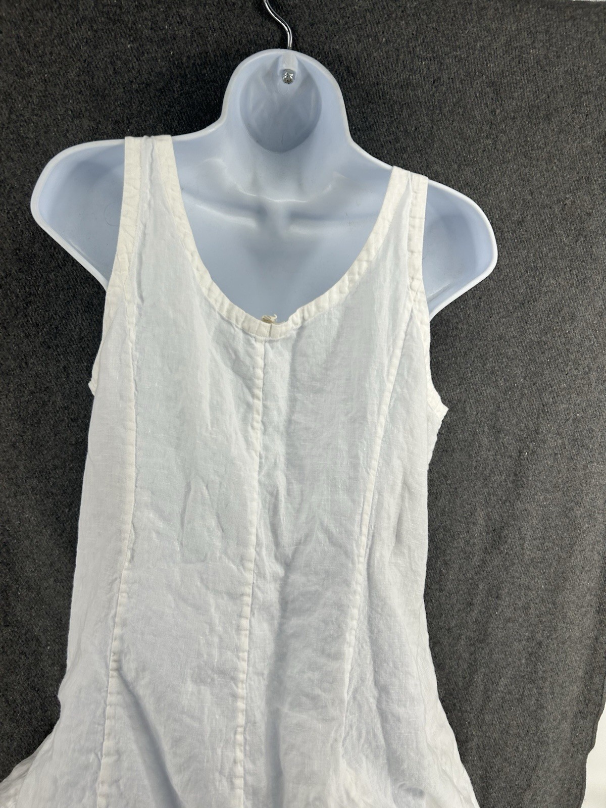 EILEEN FISHER White Irish Linen Handkerchief w/Ties Lagenlook Dress Size Small