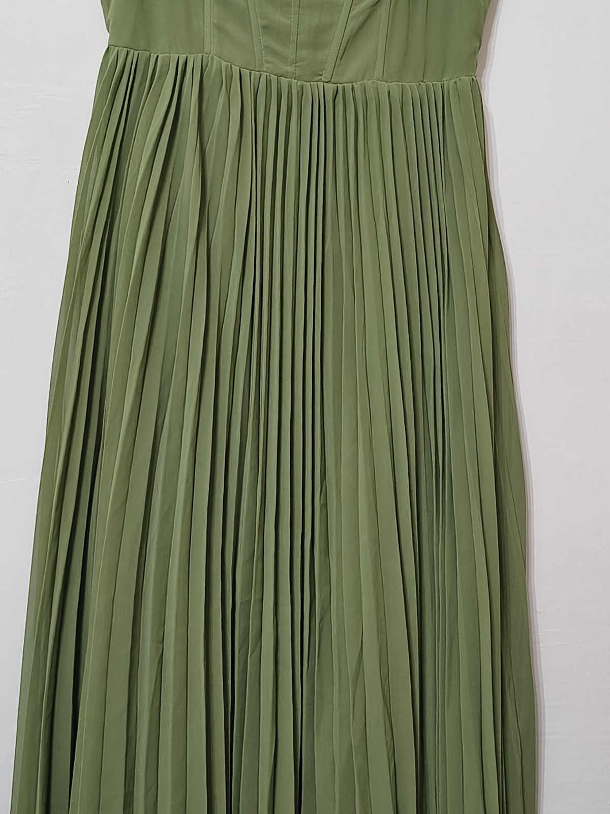 Green Pleated Evening Dress