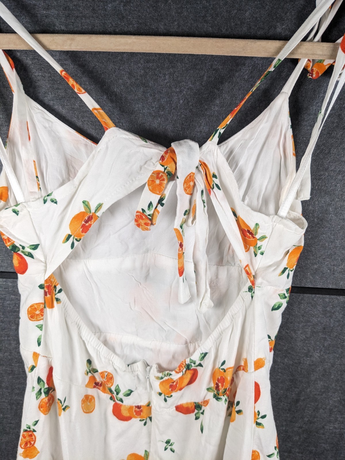 Wild Fable White Orange Floral Sweetheart Tie Strap Ruffle Mini Dress Size S