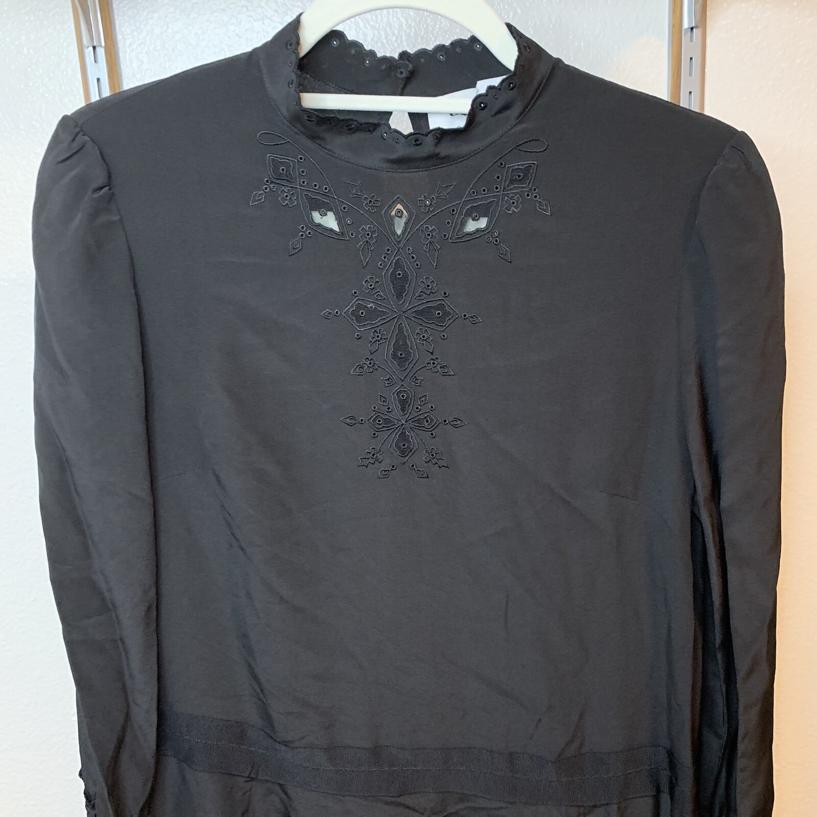 COACH 1941 100% Silk Black Embroidered Dress Size 2/XS MSRP $495 NWT