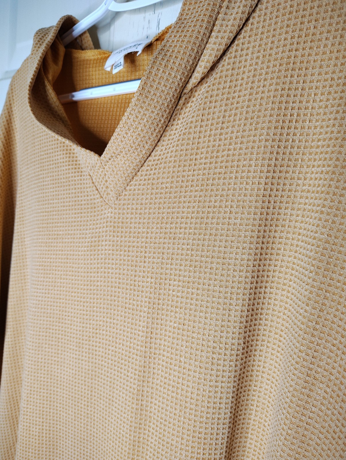 Andree by unit Pullover Maxi Hoodie Dress, w/ waffle-knit texture & side slit LG