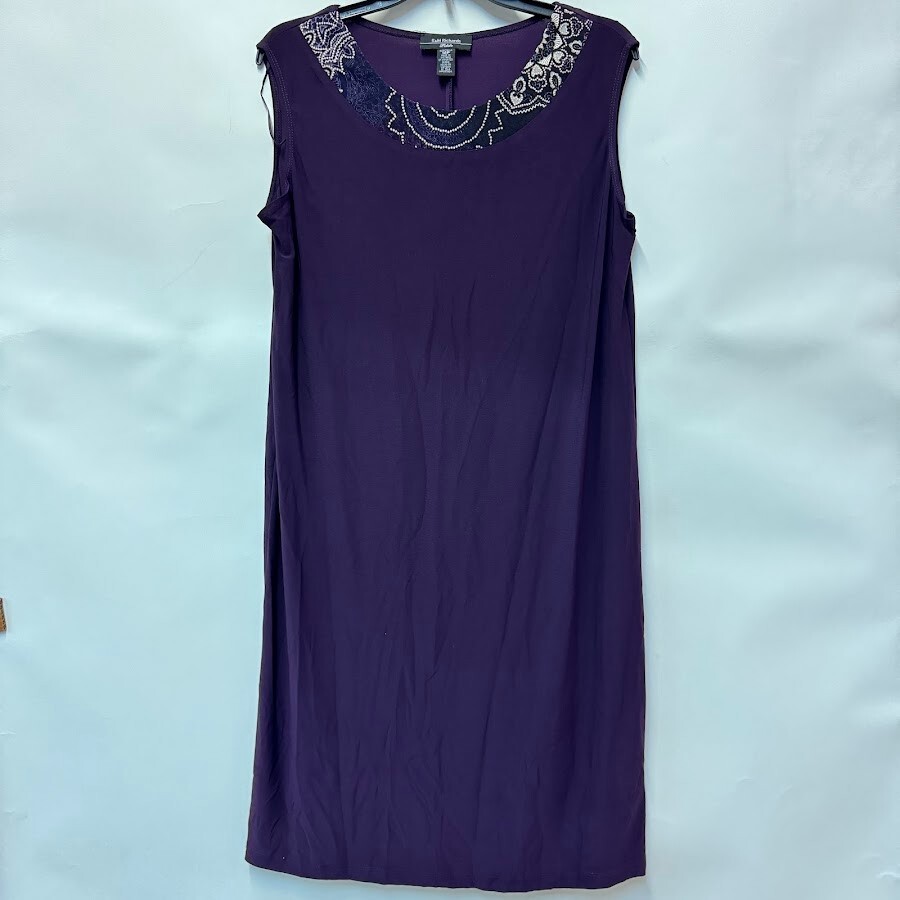 R&M Richards Womens Petite 14P Eggplant Purple Sleeveless Tank Dress NWT AO67
