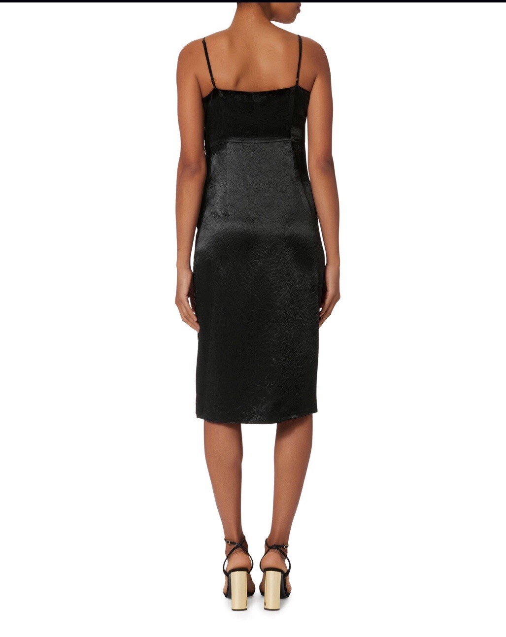 INTERMIX Ava Slip Velvet Black/Gold Leopard Print Midi Slip Dress with Slit Sz.0