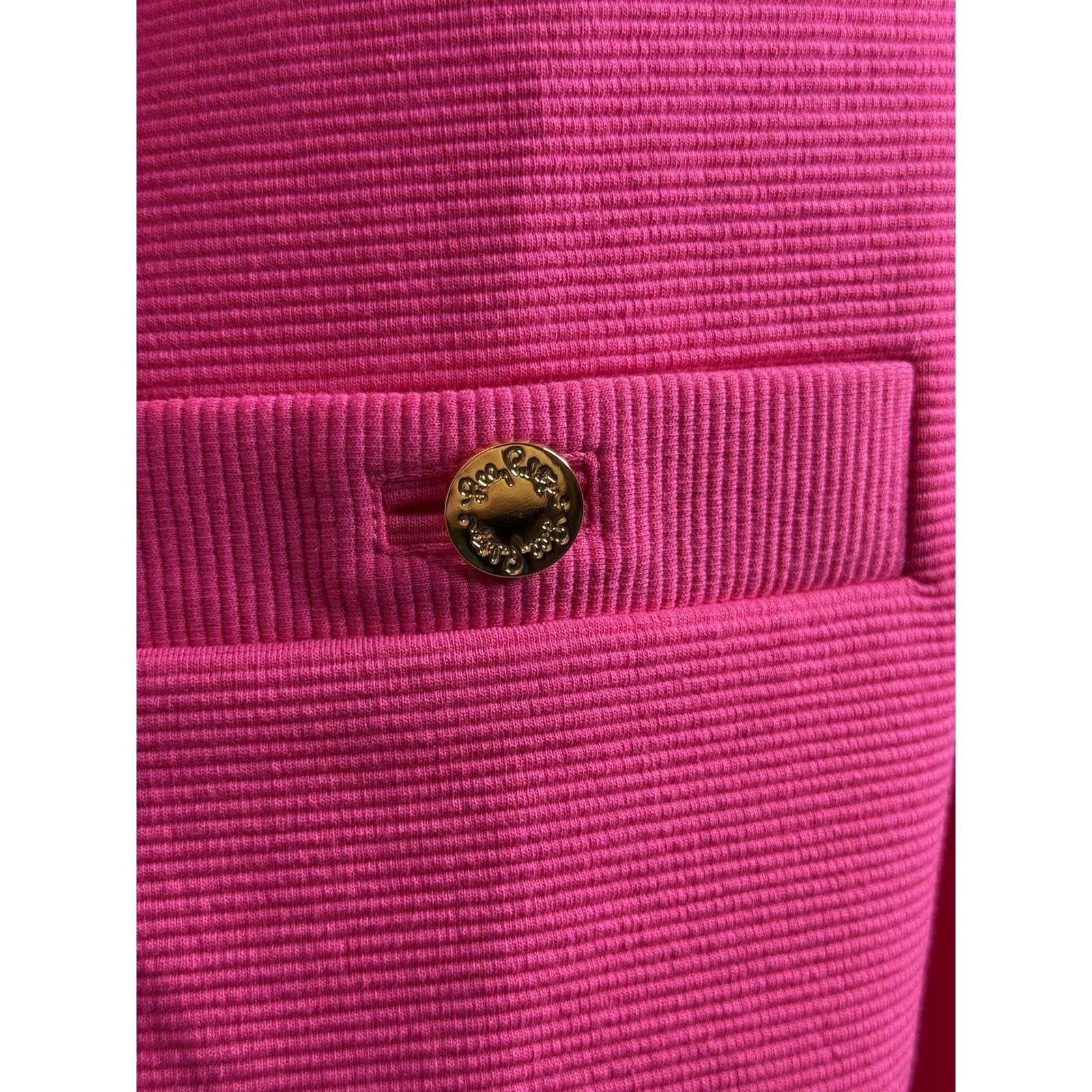 Lilly Pulitzer Pink Textured Knit Shift Dress XL Gold Zipper 3/4 Sleeve