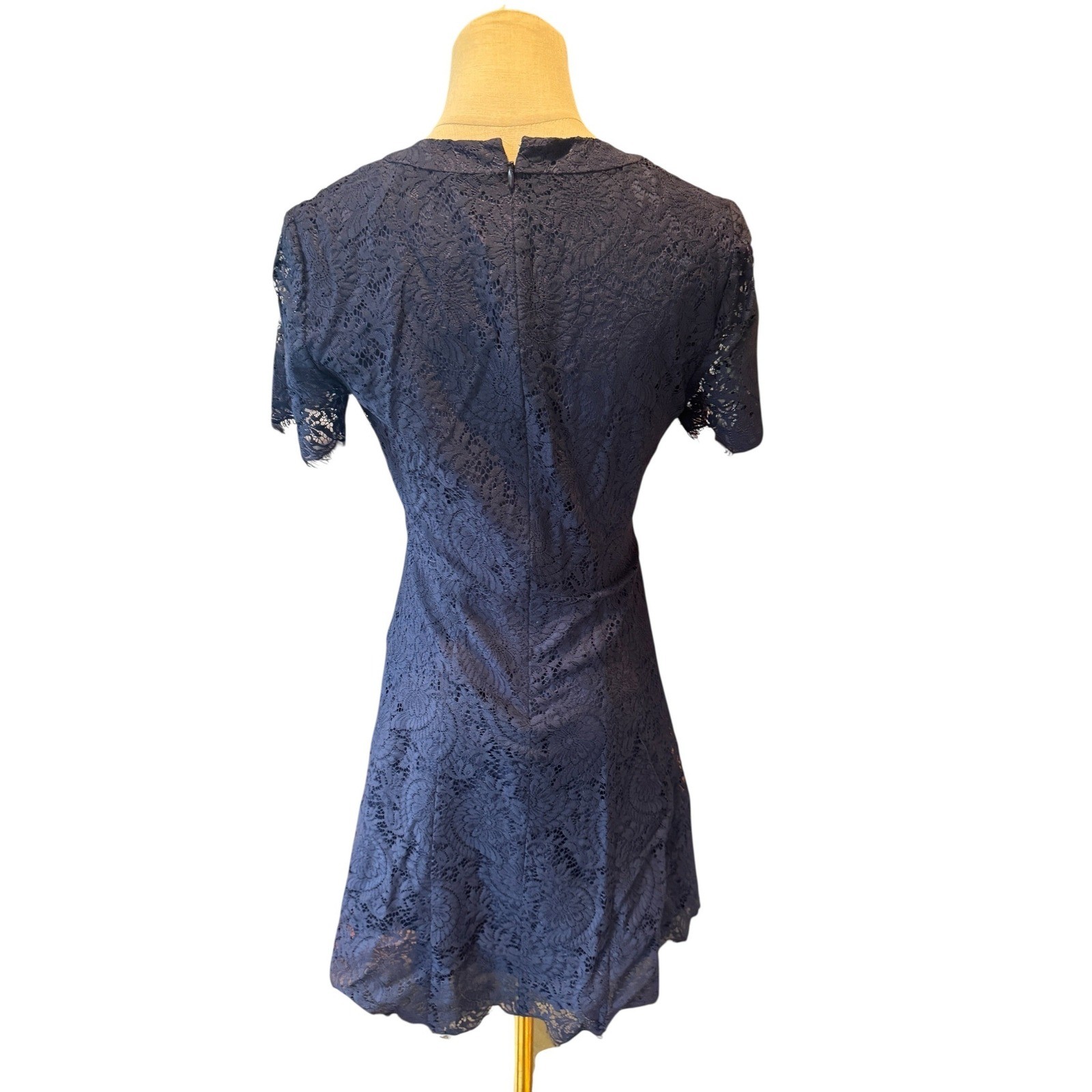 Madewell Navy Blue Floral Lace Mini Dress B6437 Short Sleeve NWT Size 2