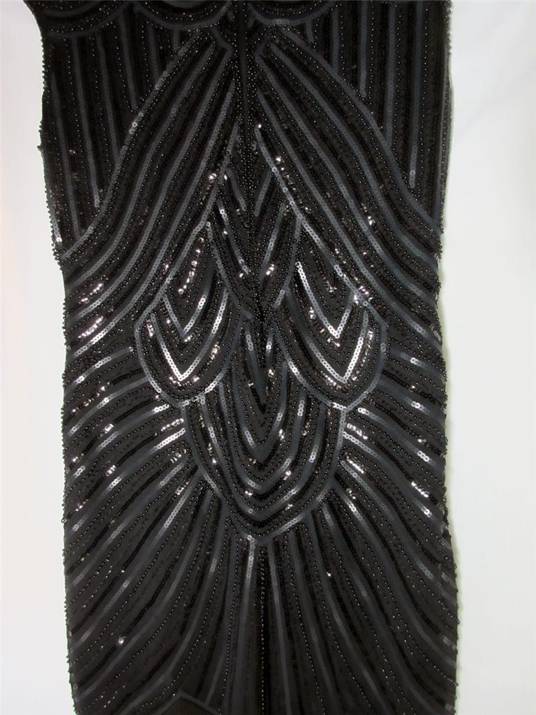 Flapper Sheath Dress Babeyond Black L Sequins Beads Fringe Formal Sleeveless