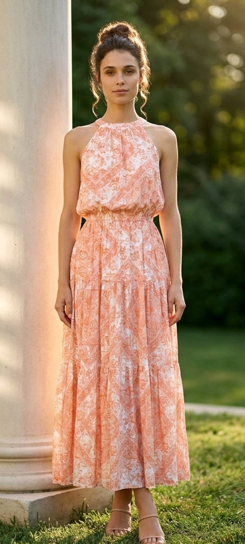 Petal & Pup Halter Dress Floral Wedding Guest Boho Western Country Club Size 6