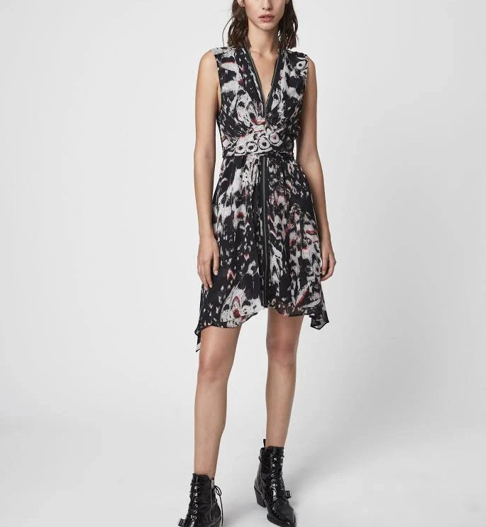 Womens ALLSAINTS Jayda Wing Dress, Asymmetric Hem, Size M, NWOT, Free Shipping