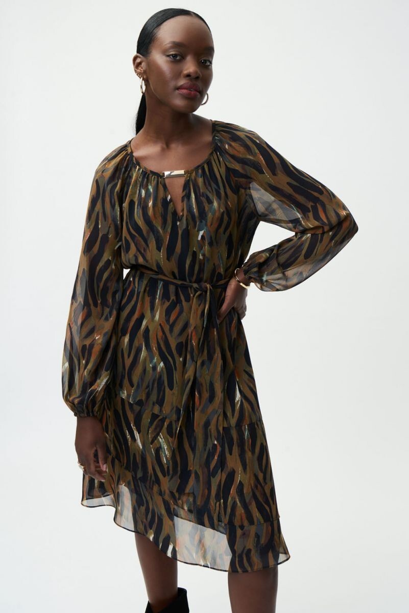 Joseph Ribkoff 224054 Size UK16 Black/Multi Chiffon Dress Original price £289