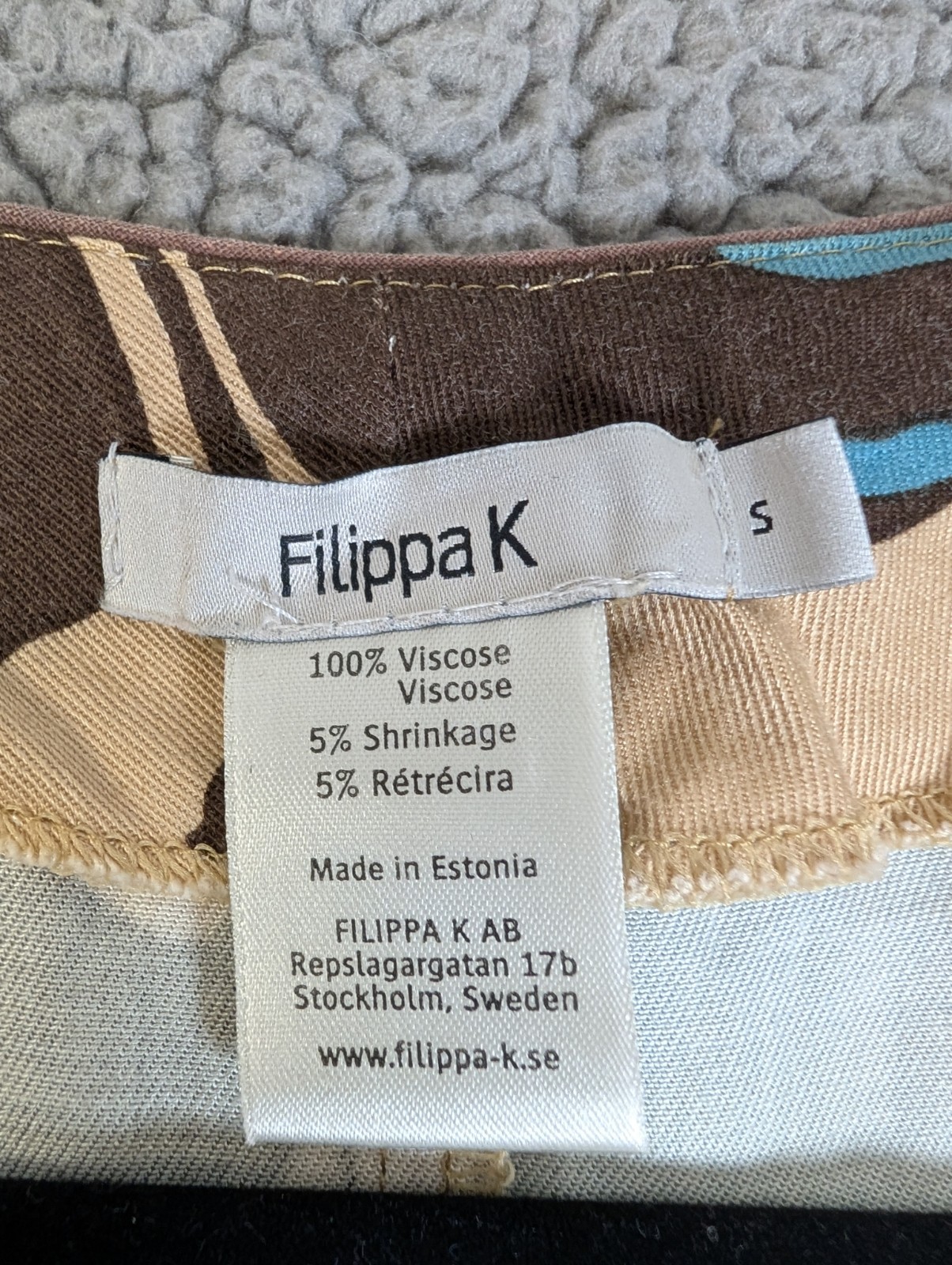 Filippa K Dress Sleeveless Geometric 70s Print Size Small Brown Blue Scandinavia