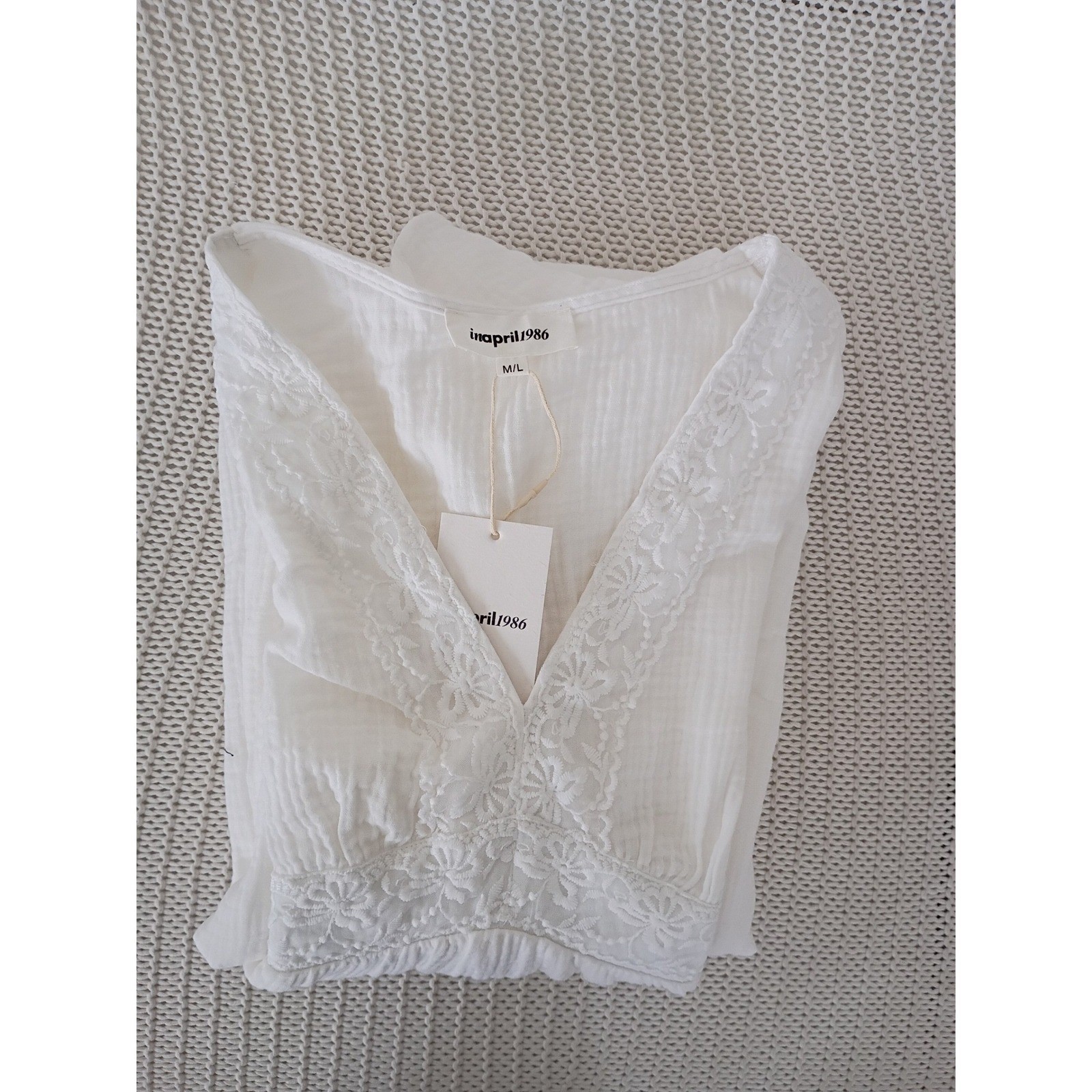 NWT Parisian White 100% Cotton Gauze Coastal Boho Maxi Dress M Paris Designer