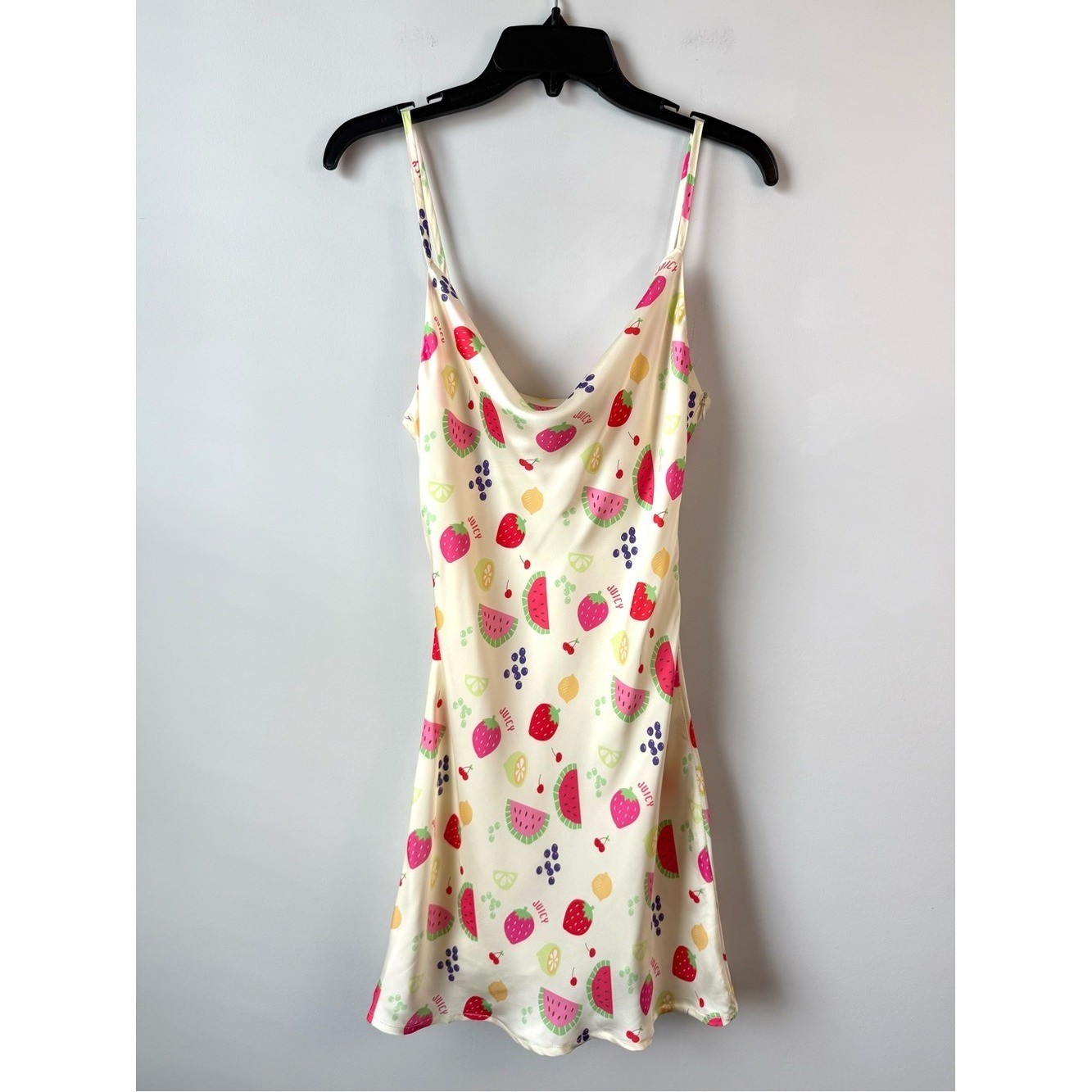 Peppermayo Panama Fruit Print Cown Neck Satin Mini Dress Tutti Fruitti US 2