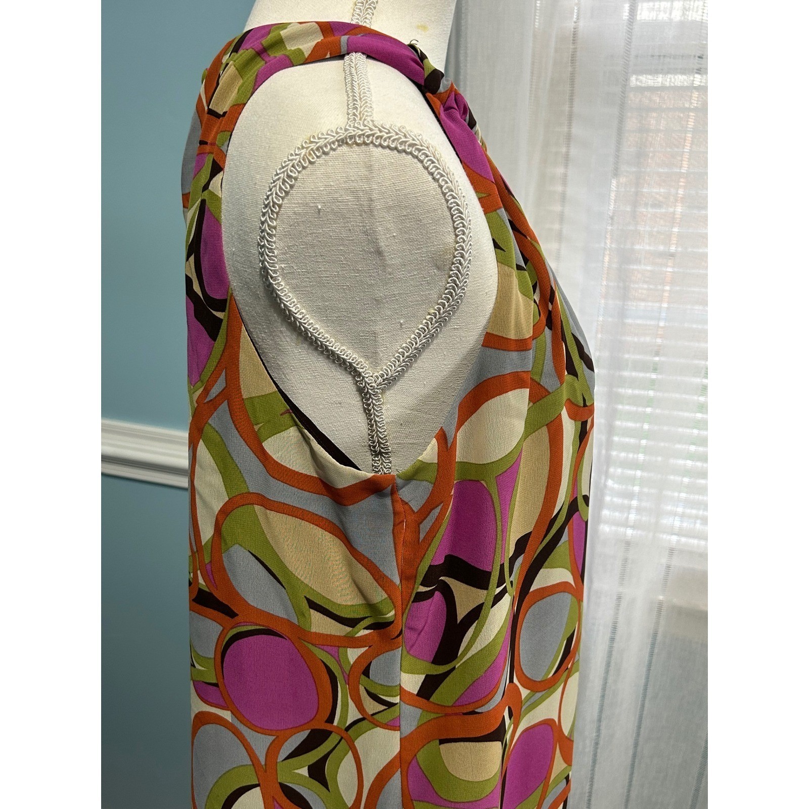 JBS Ltd Womens Retro Geometric Circle Print Halter Shift Dress Multicolor 14