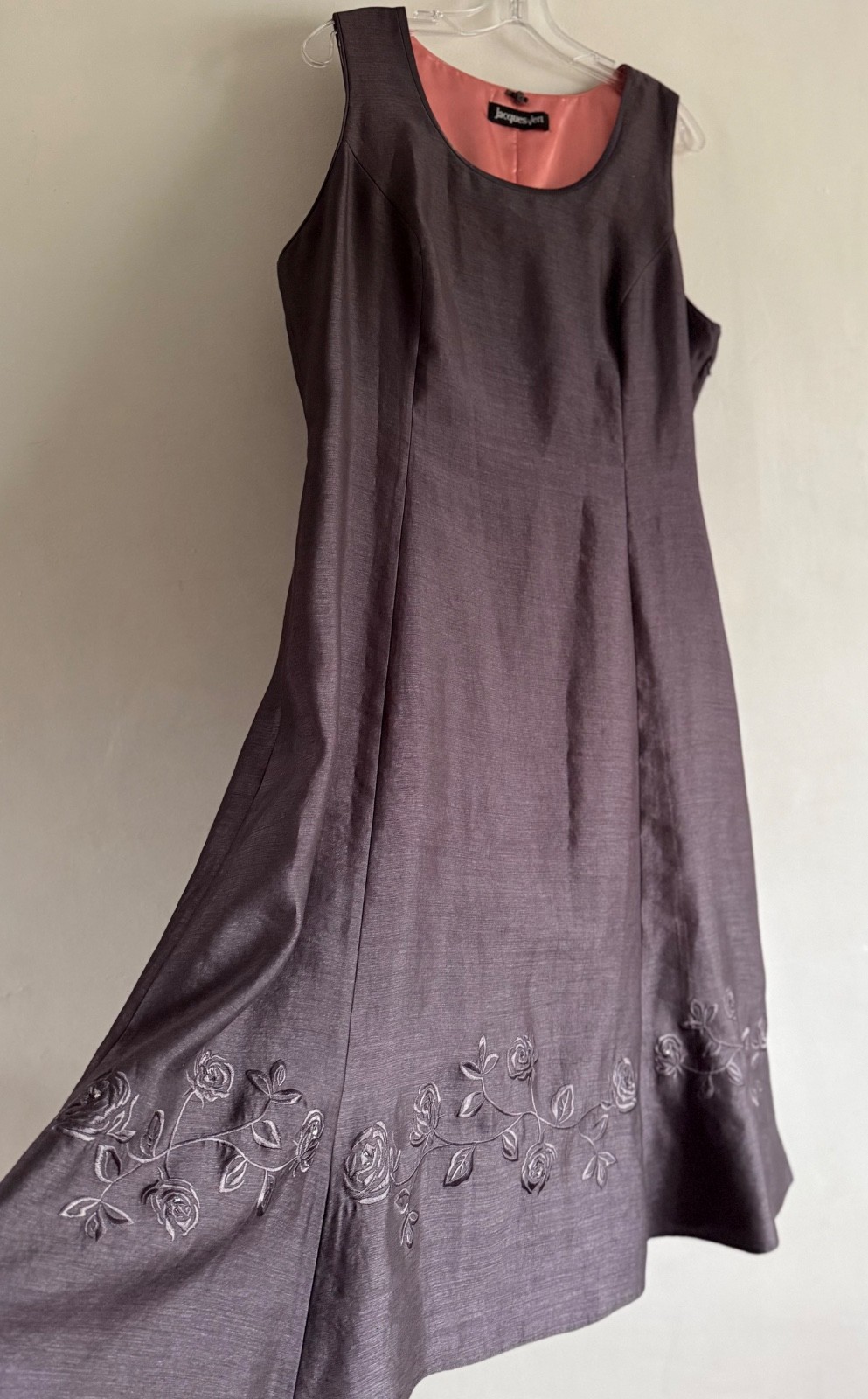 JACQUES VERT PURPLE MARVE SLEEVELESS FLORAL DETAIL SHIFT MIDI DRESS SIZE:18