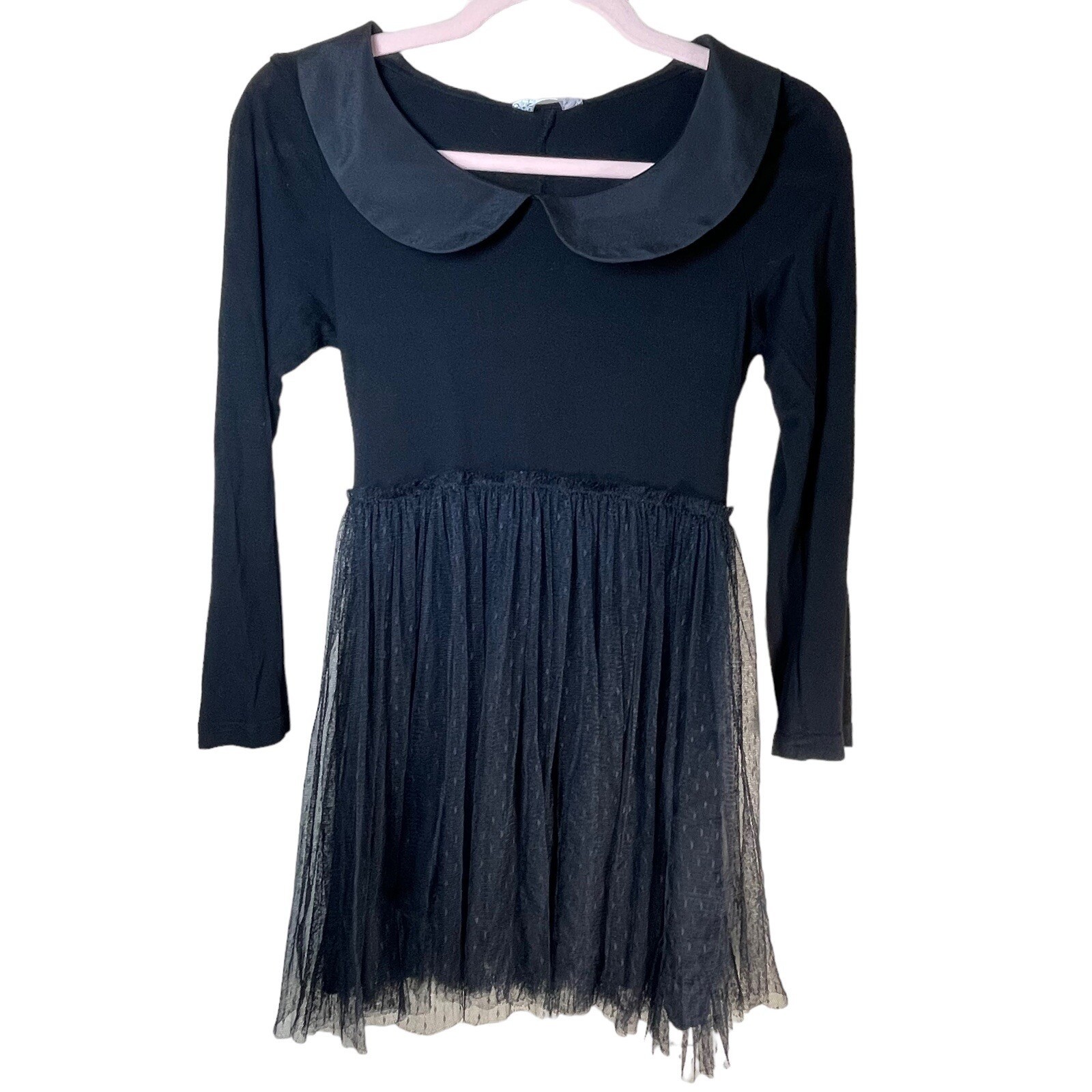 LIZ LISA Jersey Black Dress Collared Lace Layered Skirt Street Wear
