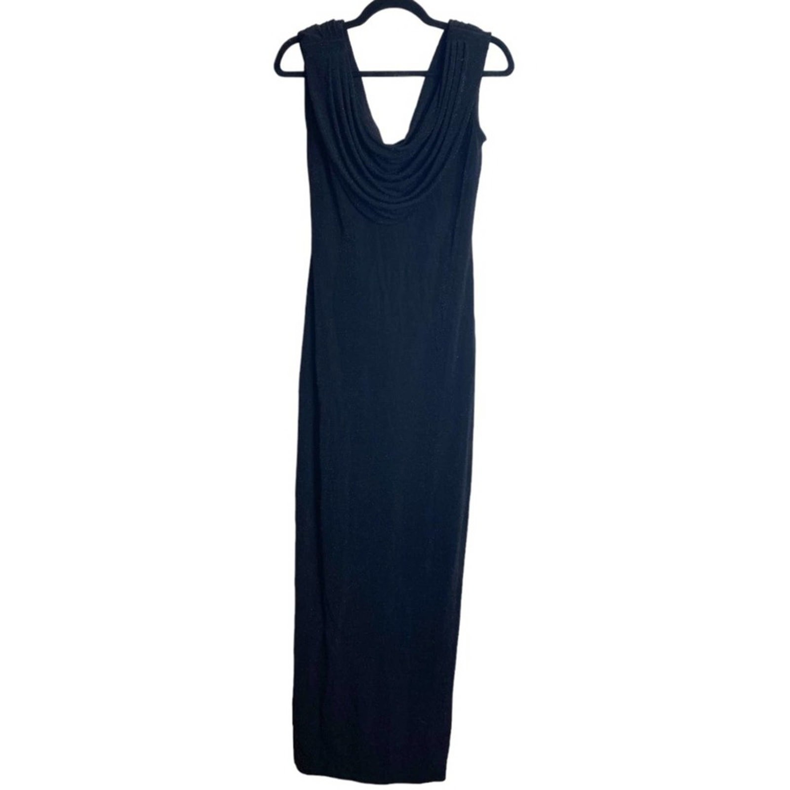 VINTAGE Alex Evenings Black Shimmer Cowlneck Maxi Dress Long Gown Sz 6