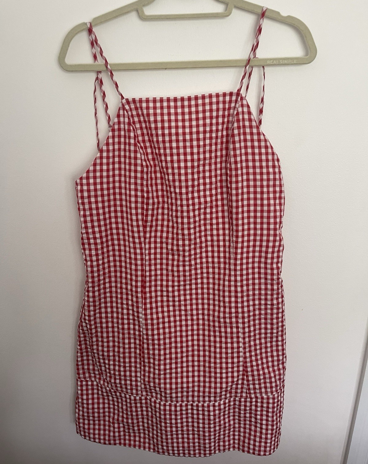 Lola Grace Red White Gingham Square Neck Spaghetti Strap Cami Tank Top L