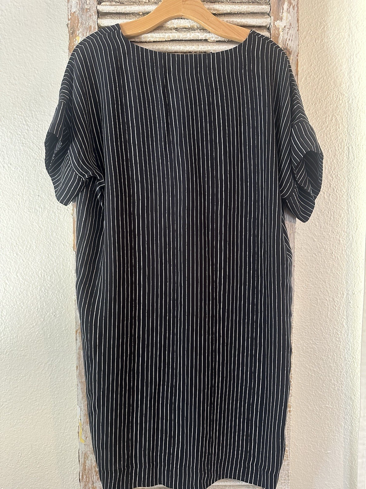 B2 Madewell Black Novell Striped Shift Dress Size M -NWT!