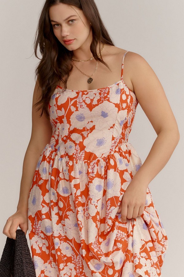 ** MAEVE by Anthropologie, Cotton Square Neck Midi Dress, Modal lining, NWT!
