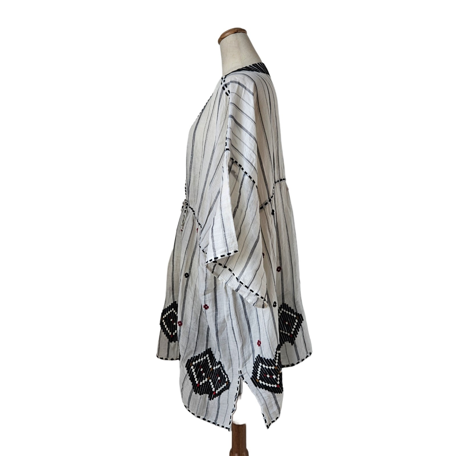 Eres Horizontal striped kaftan with black embroidered detail