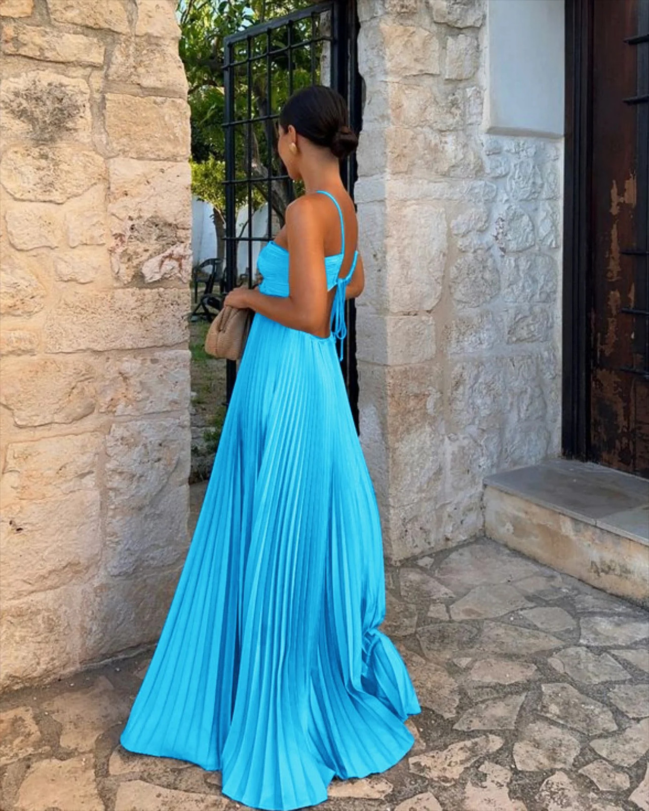 Pleated Halter Sling Dress | High Waist Club Party Dress Women