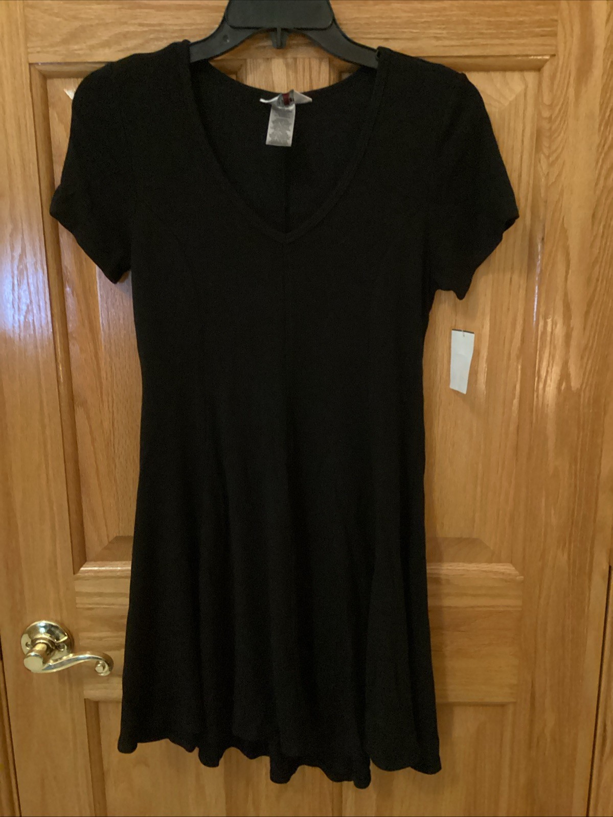 Hard Tail Forever Womens Size Large Black V-Neck Short Sleeve Mini Dress ZP-4071