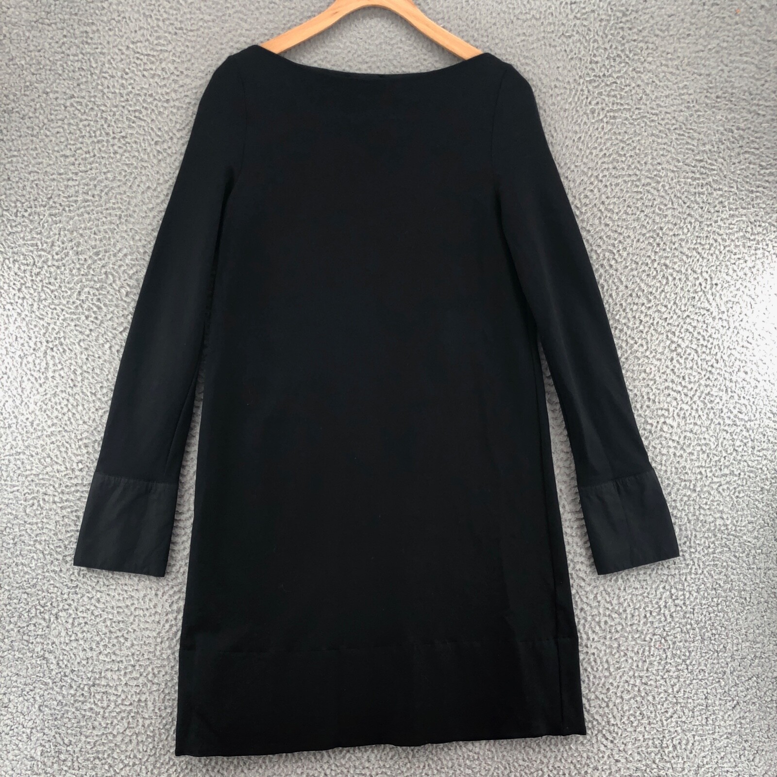 COS Dress Womens Small Black Shift Ponte Knit Long Sleeve Button Cuff Minimalist