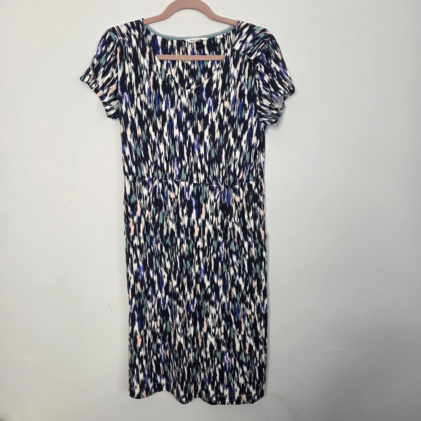 White stuff blue, beige & green knee length dress size 12
