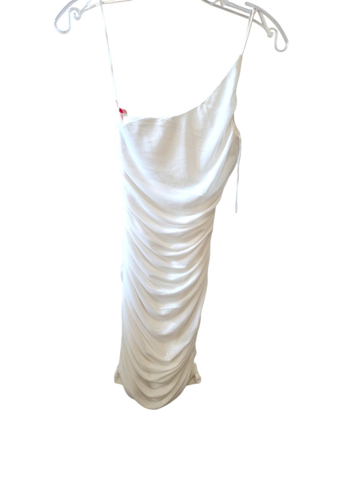 Princess Polly White Ruched One Shoulder Mini Dress US 6 Bodycon Party Cocktail
