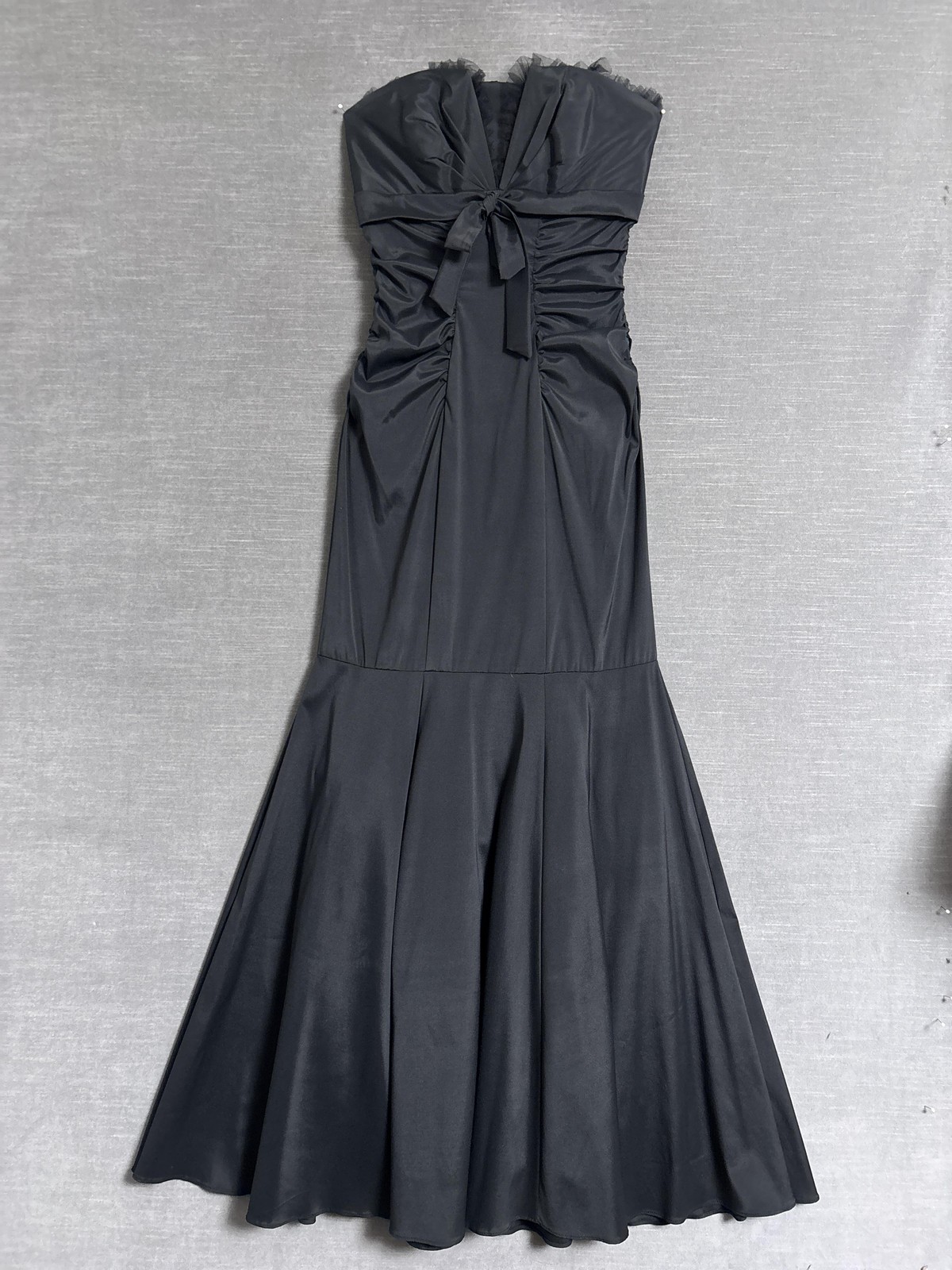 Vintage Cache Dress 4 Black Strapless Mermaid Maxi Bow Formal Evening Gown y2k