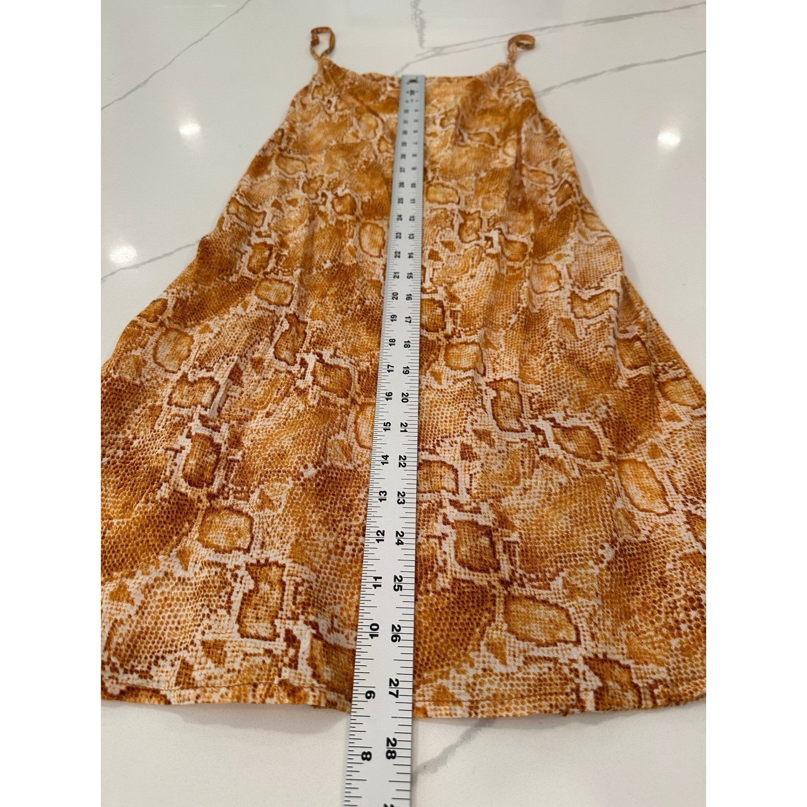 Billabong Snakeskin Print Mini Dress Criss Cross Back Small Yellow Boho Chic