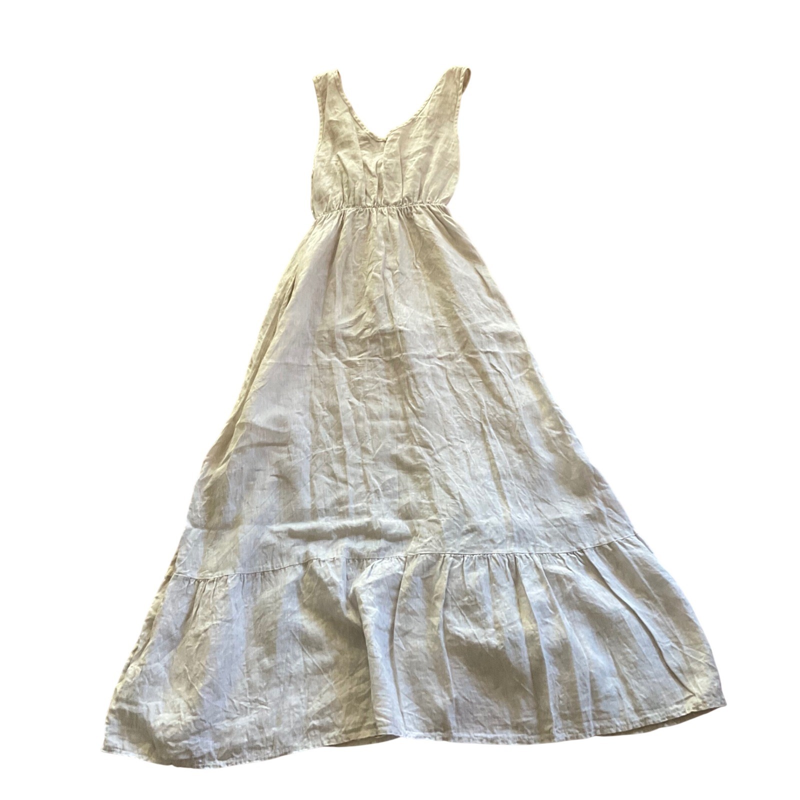 Piazza Del Tempio Maxi Dress Womens Small Beige 100% Linen Made in Italy 9B690