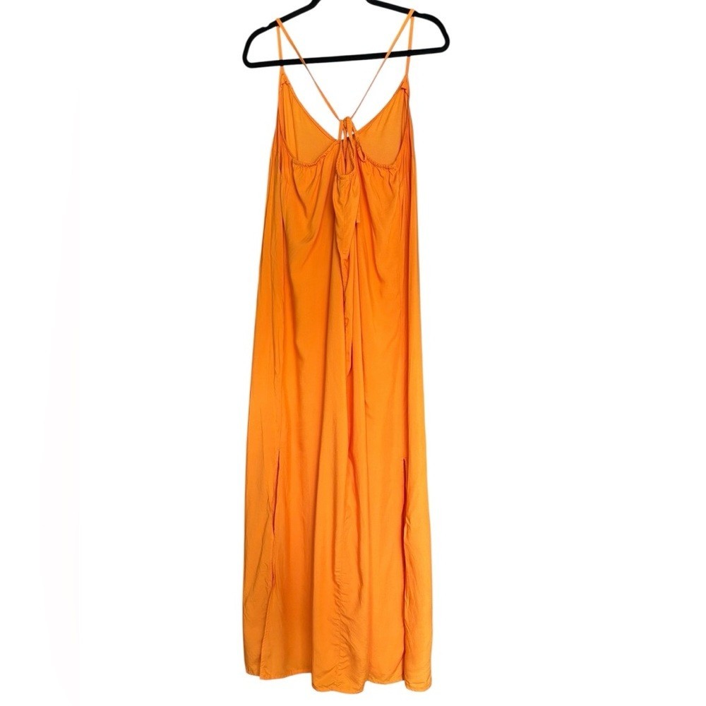 Old Navy Orange Lightweight Tie Back Side Slit Maxi Dress in Extra Large